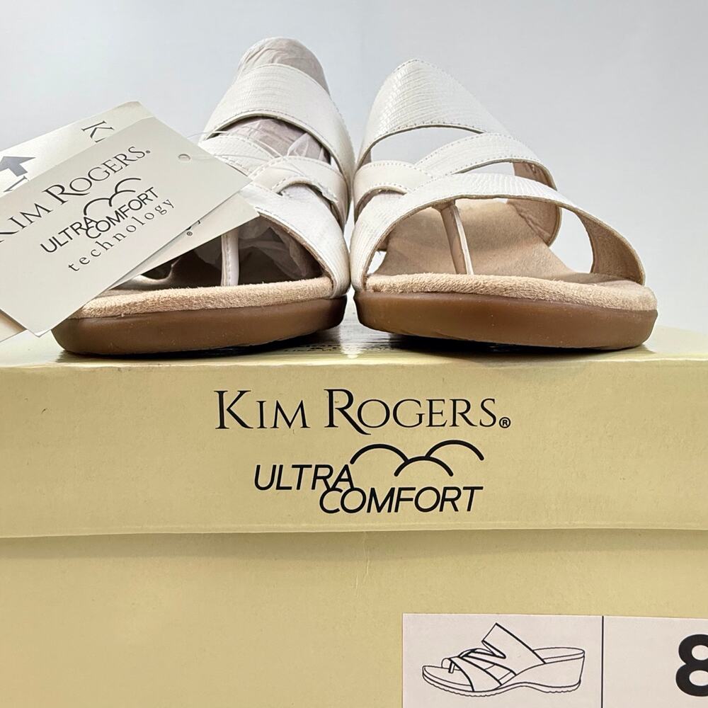 NIB Kim Roger’s Krystal White Slip On Ultra Comfort Wedge Sandals 8M Man Made - Picture 14 of 16
